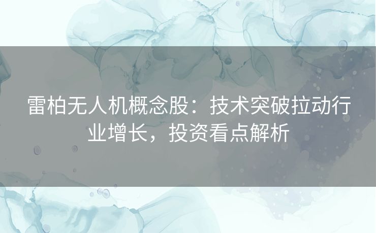 雷柏无人机概念股：技术突破拉动行业增长，投资看点解析